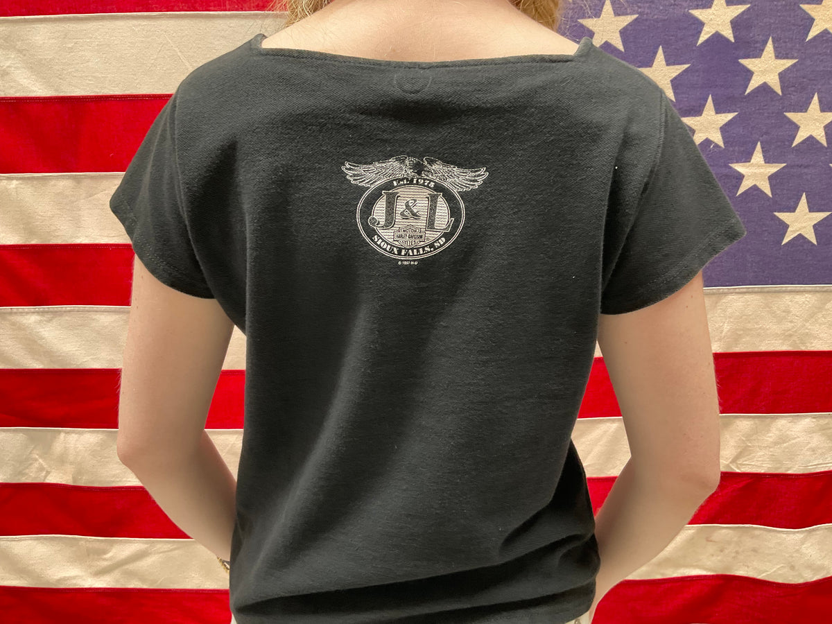 Harley-Davidson Motorcycle T-shirt Made in USA cotton black type Vintage Second Hand