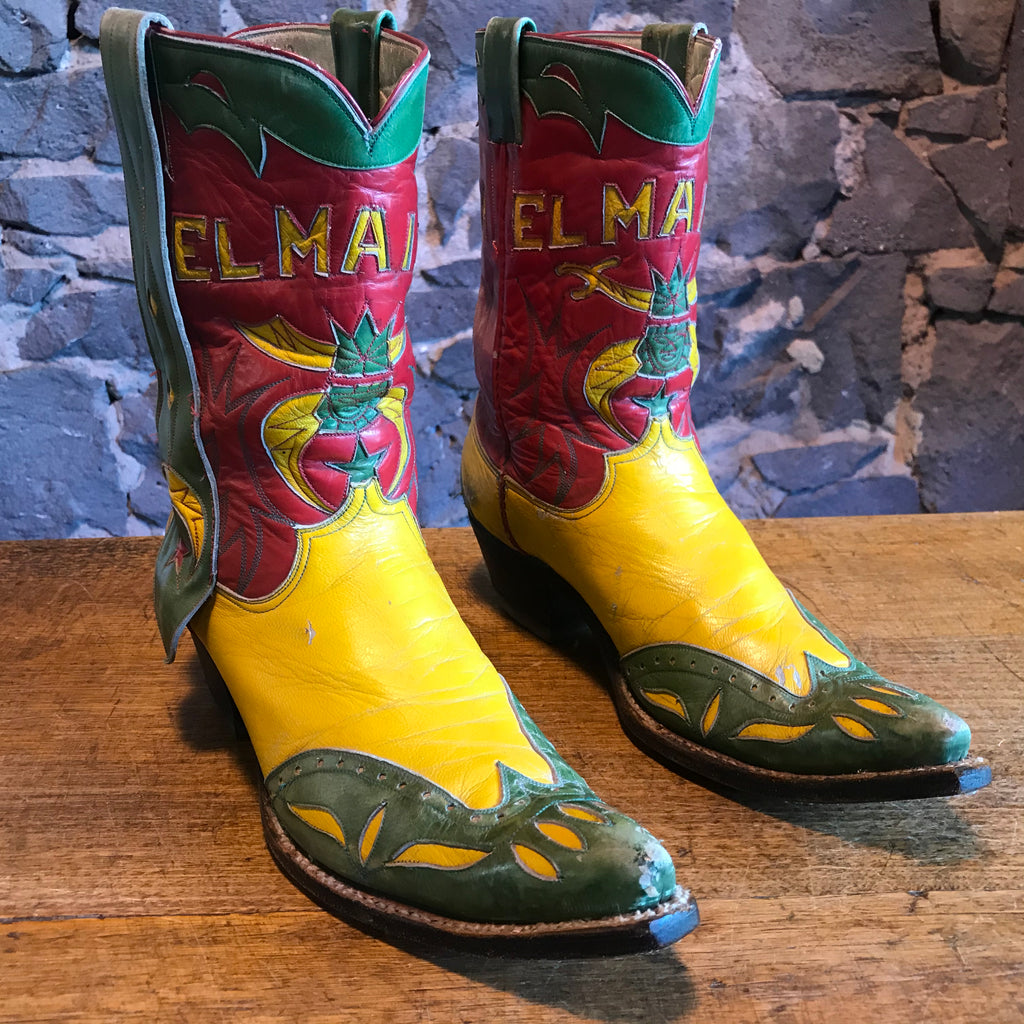 Cowboy Boots Vintage 70’s “ EL MAIDA “ Mens Fancy Custom Made Inlaid Western Boot