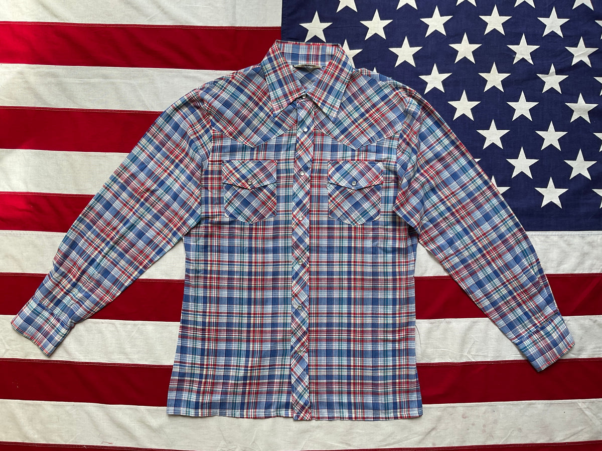 LEVI'S Vintage©️1978 BIG E Mens Western Shirt Blue Check