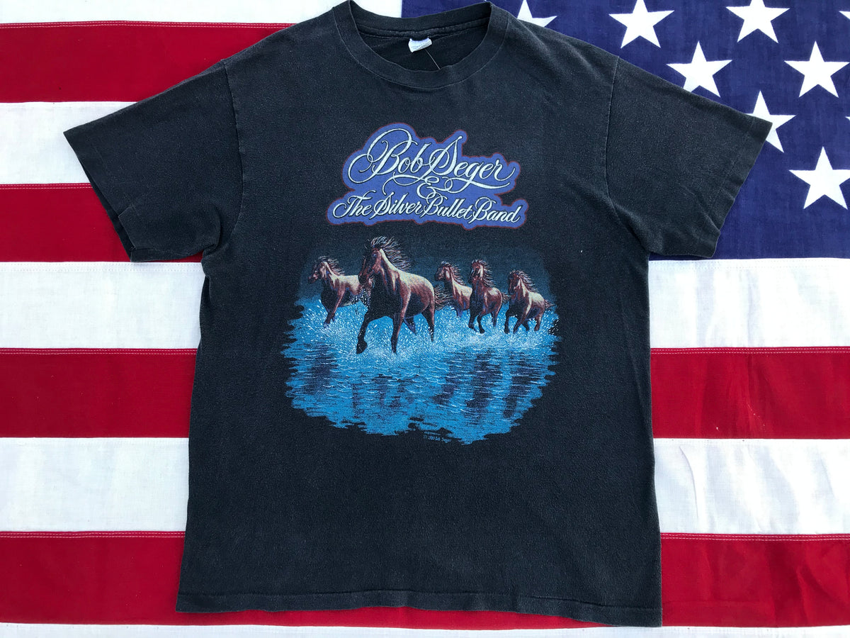 80s BOB SEGER ビンテージ　バンドTシャツ 1980's Bob Seger Gray Graphic Print Band Tee Size S