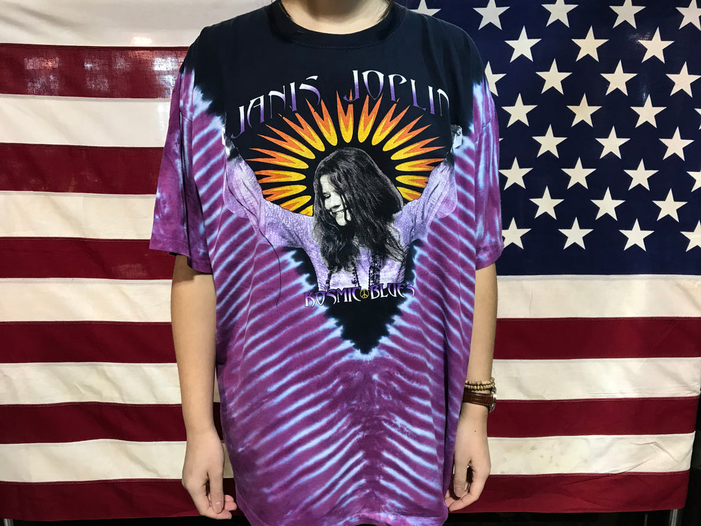 Janis Joplin Kosmic Blues 90’s original Vintage Rock Tie Dye T-Shirt Hand Dyed by Sundog