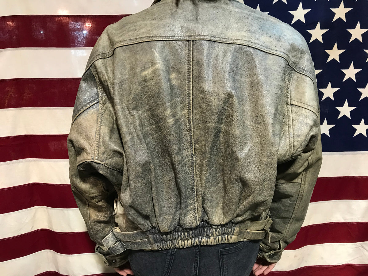 Joshua Ross 80's Vintage Leather Mens Bomber Jacket