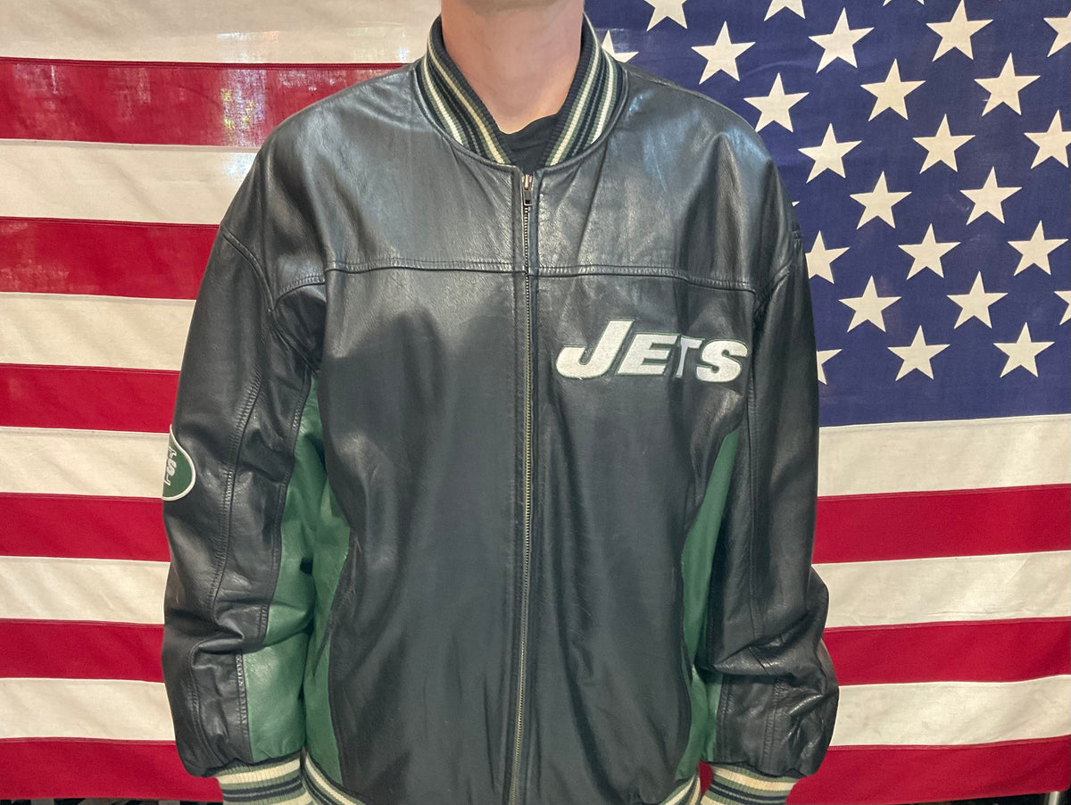 New York Jets NFL Football Vintage 90's Leather Mens Bomber