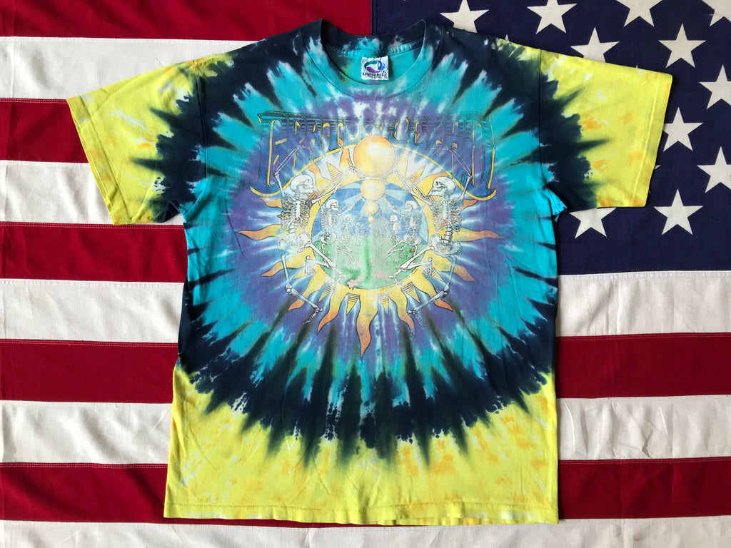 Grateful Dead - David Opie “ Summer Tour 1991 “ Original Vintage Rock Tie Dye “ Sun Skeletons “ T-Shirt by Liquid Blue Made in USA