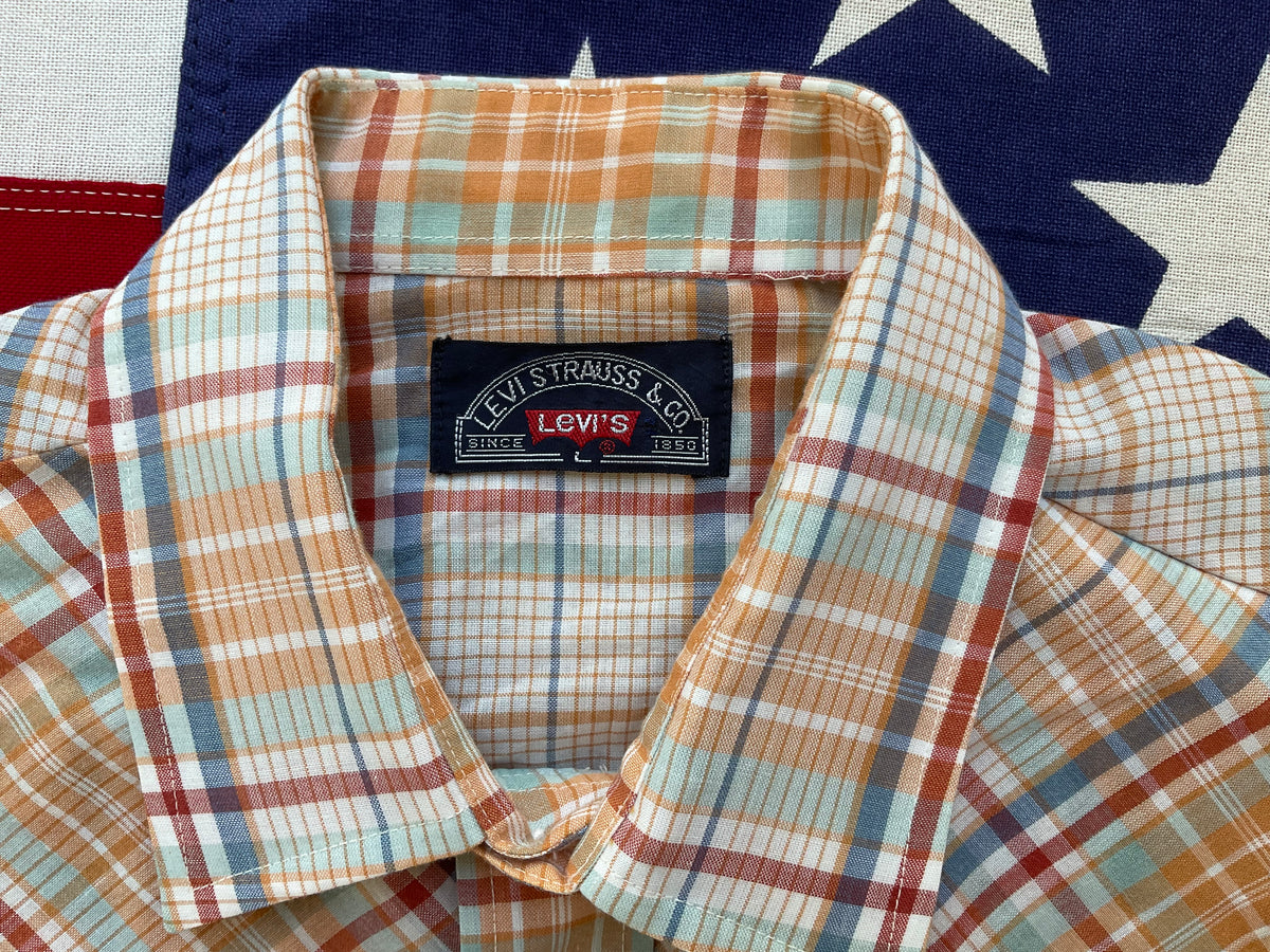 LEVI'S Vintage BIG E Mens Western Shirt Multi-Check with Pearl