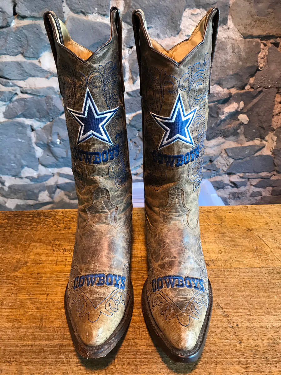 Dallas Cowboys Womens Flyover Pull Up Cowboy Boots - Brown