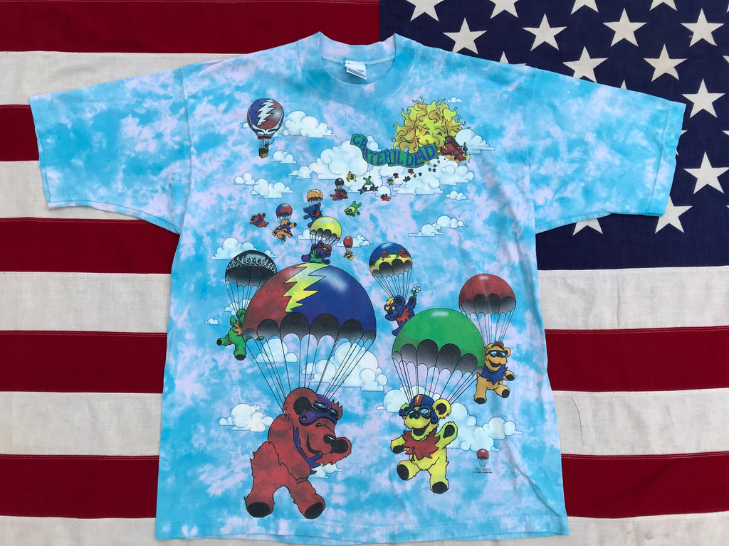 Grateful Dead - Greg Genrich “ Parachuting Bears 1993 “ Original Vintage Rock Tie Dye “ Songs Fill The Air “T-Shirt by Fruit Of The Loom Made in USA