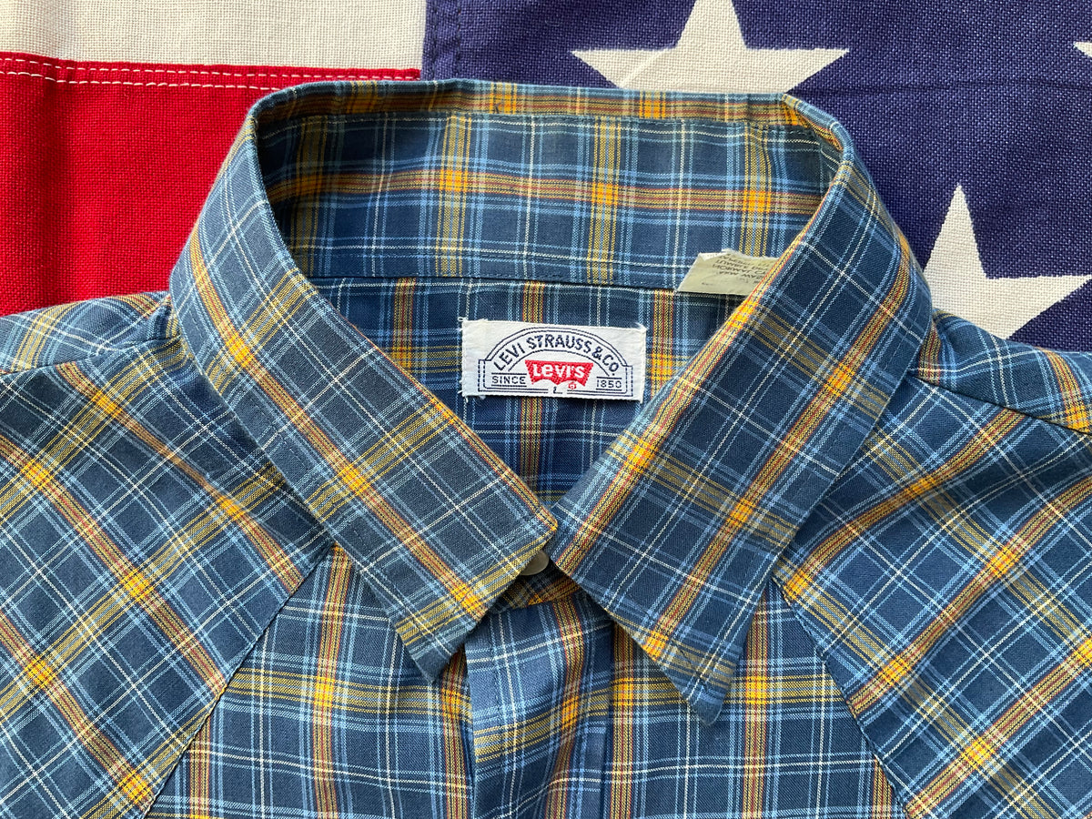 LEVI'S Vintage BIG E Mens Western Shirt Navy-Red Check with Pearl Snap –  American Vintage Clothing Co.