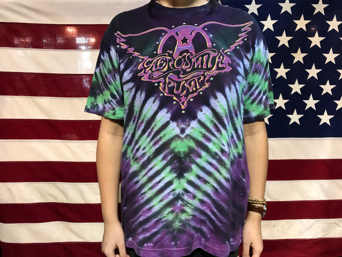 Aerosmith “ Pump “ 1990 Tour Original Vintage Rock Tie Dye T-Shirt 