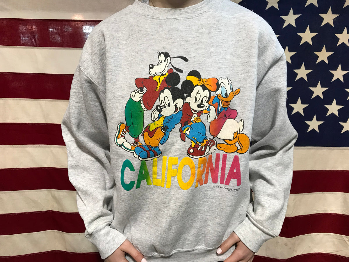 Mickey Mouse & Friends California 90's Vintage Crew Sweat The Walt Disney  Co By Velva Sheen Made in USA