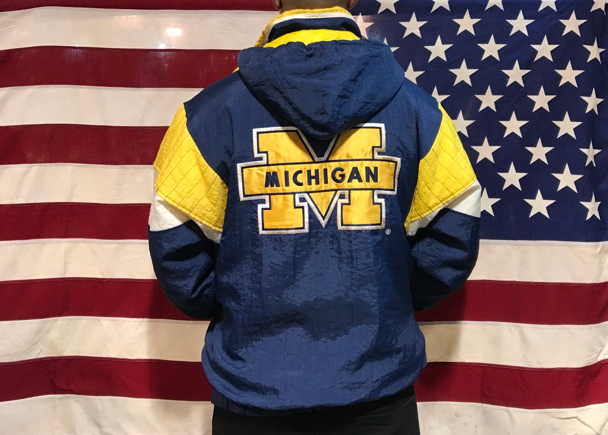 STARTER VINTAGE MICHIGAN WOLVERINES JACKET NFL AMERICAN FOOTBALL SIZE L  LAGRE