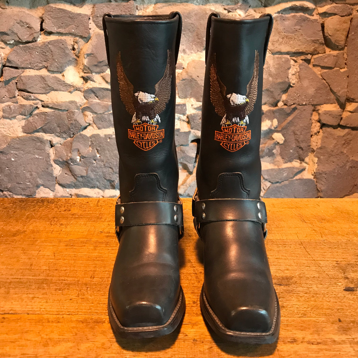 Harley Davidson Vintage Women's Black Embroidered Iconic Logo