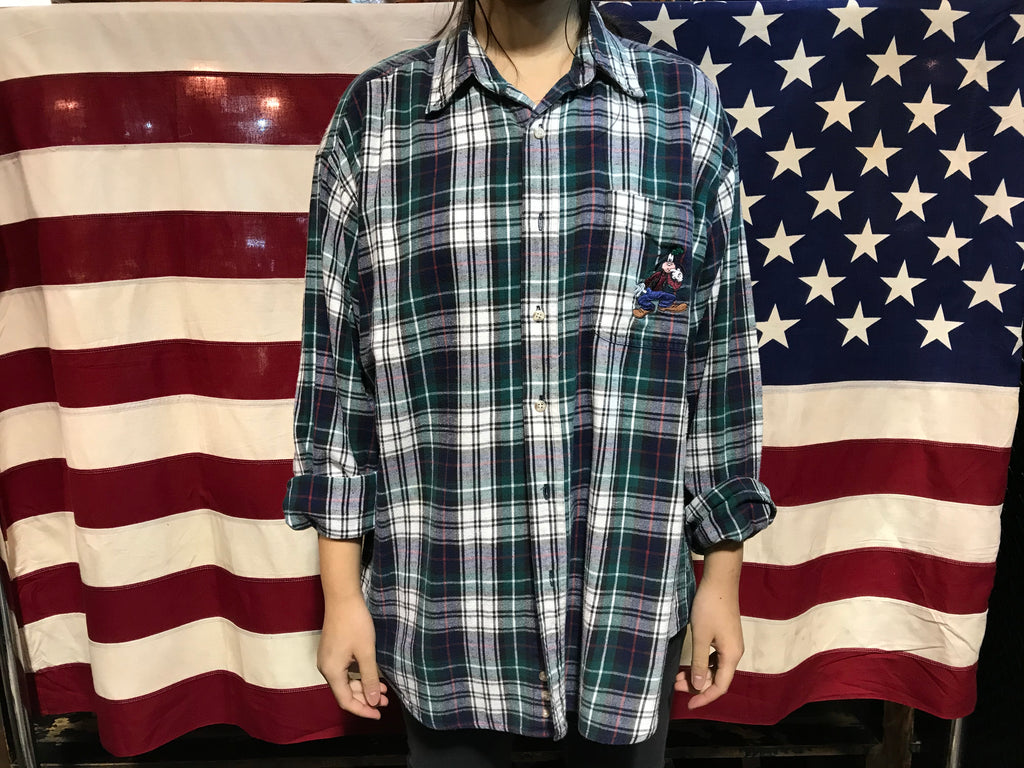 Disney 90’s Vintage Check Flannel Long Sleeve Shirt