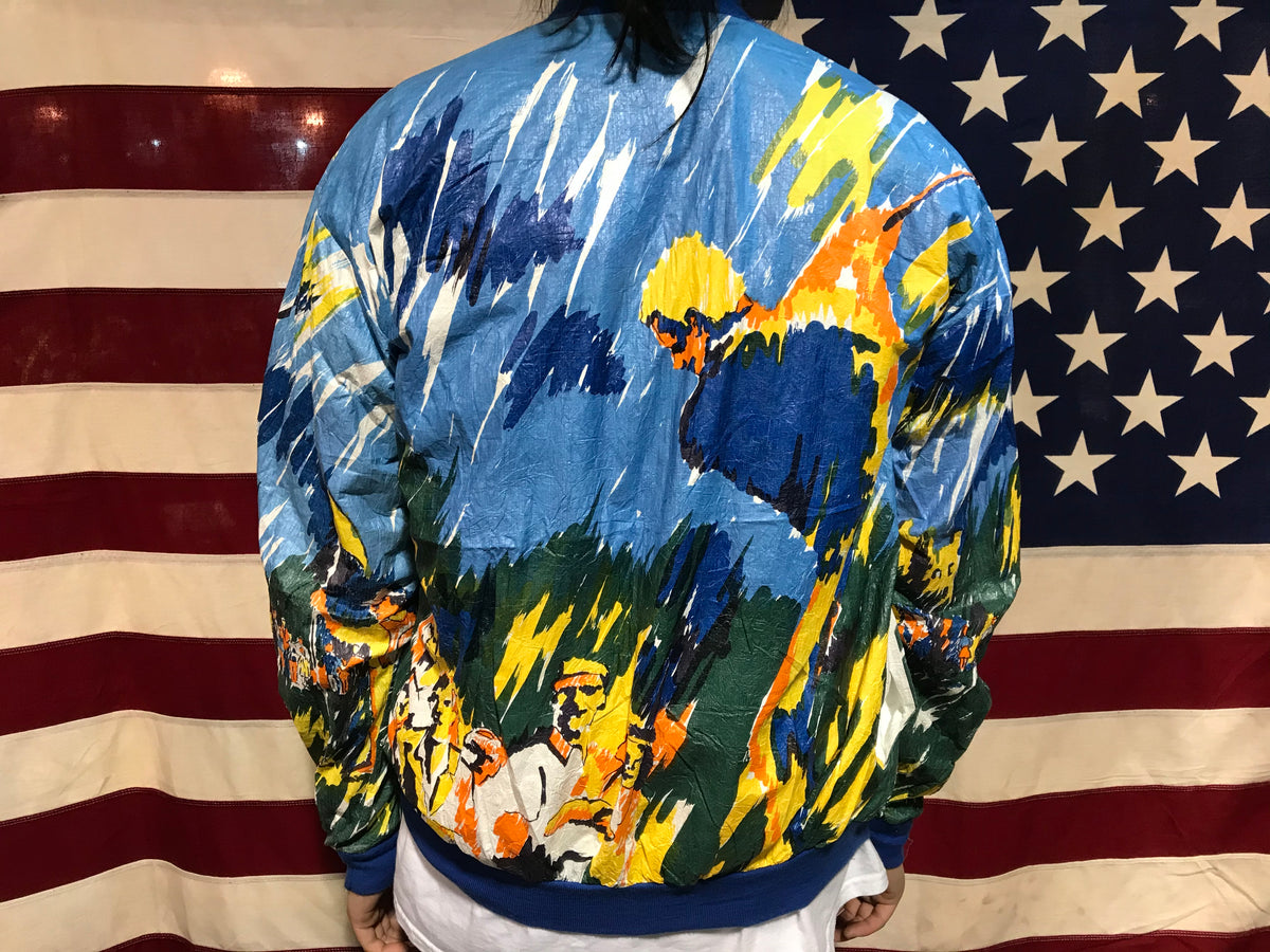 Tyvek by DuPont Vintage 90’s Golfer Print Paper Pattern Bomber Jacket