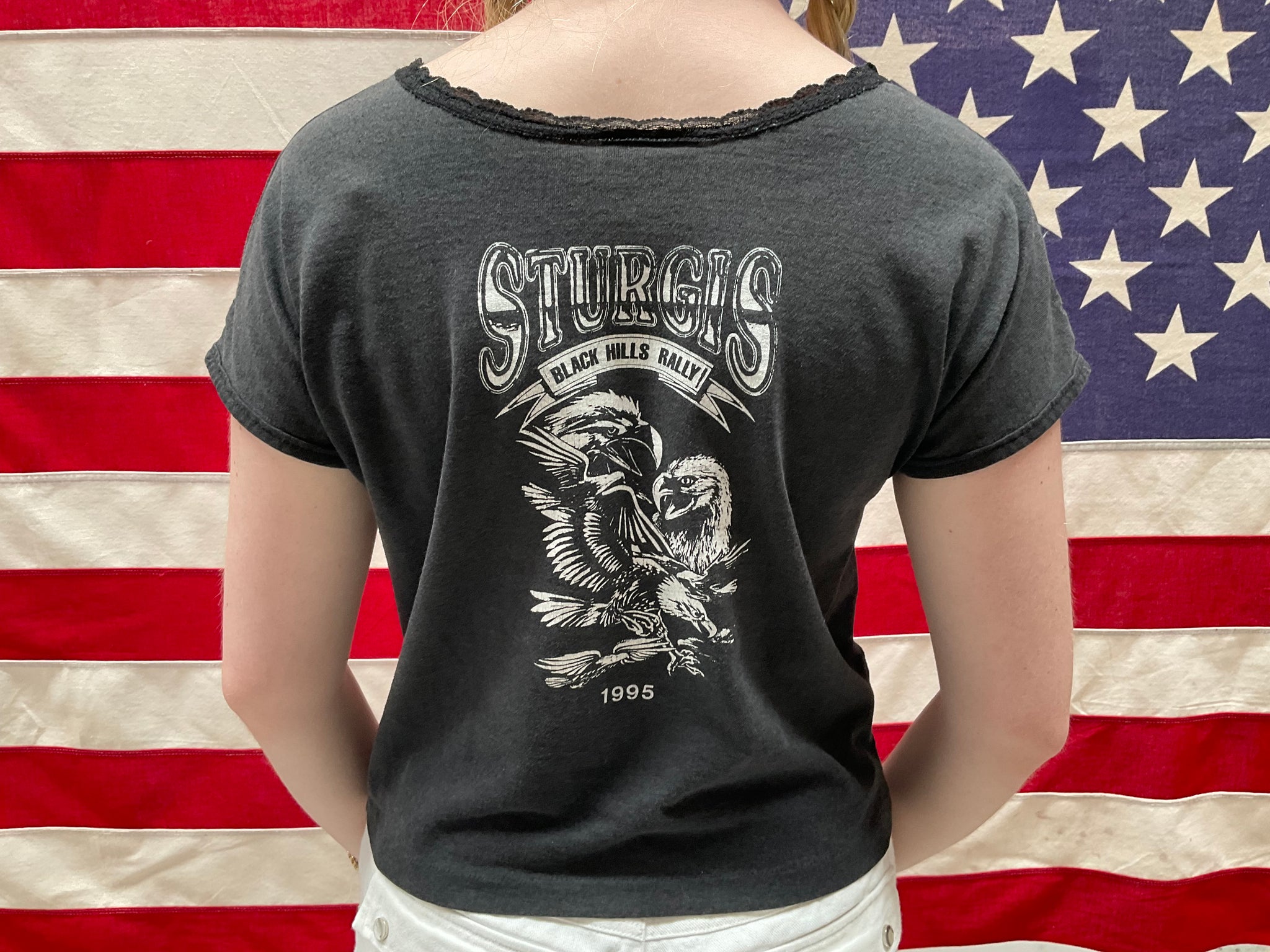 Harley Davidson Womens Vintage 1995 Sturgis Black Hills Rally T-Shirt  Made in USA