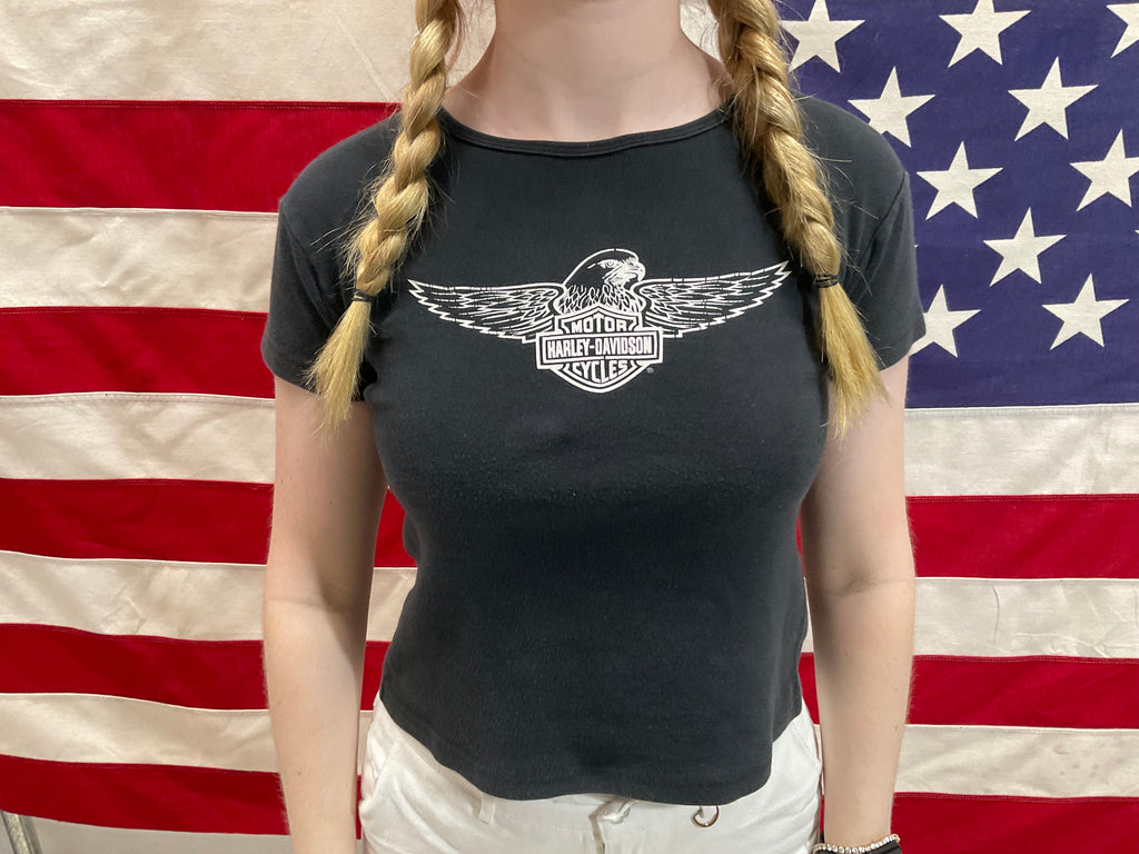 Harley Davidson Womens Vintage 2000’s Black T-Shirt Suburban Motors Made in  USA