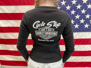 Harley Davidson Womens Vintage 1998 Black Long Sleeve T-Shirt Made in  USA