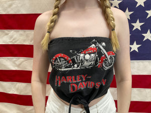 Harley Davidson Womens Vintage 1988 Black Tube Top Made in USA by BBC Rags Los Angeles
