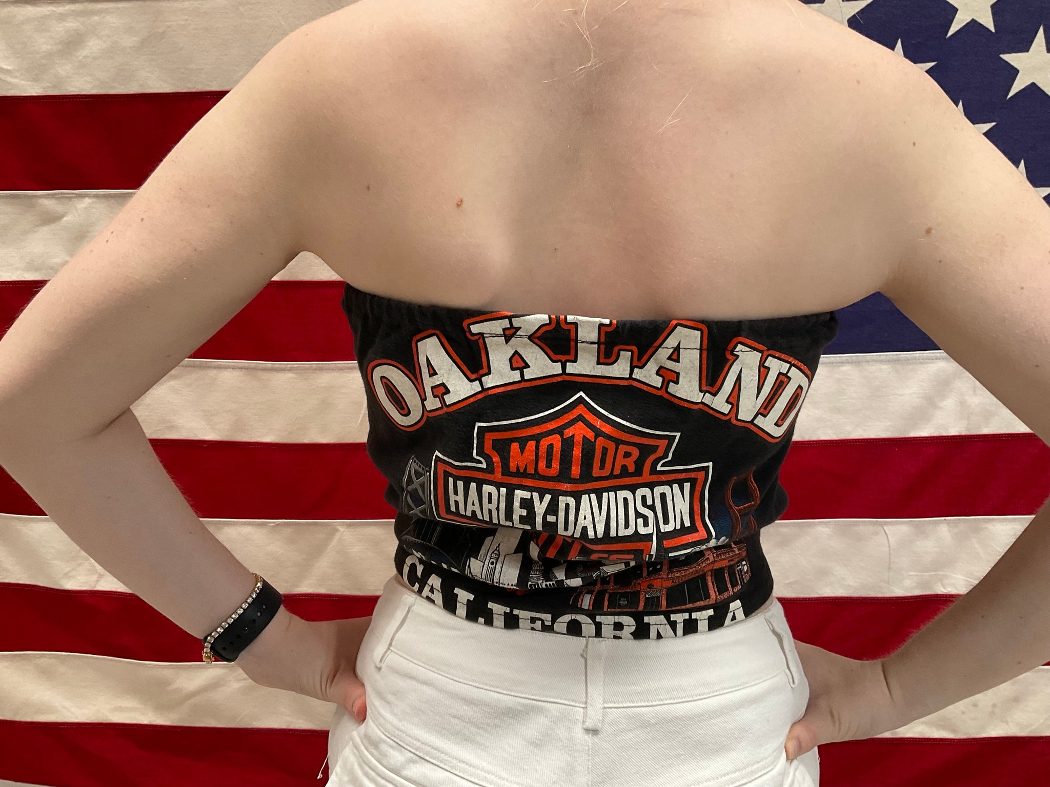 Harley Davidson Womens Vintage 1988 Black Tube Top Made in USA by BBC Rags Los Angeles