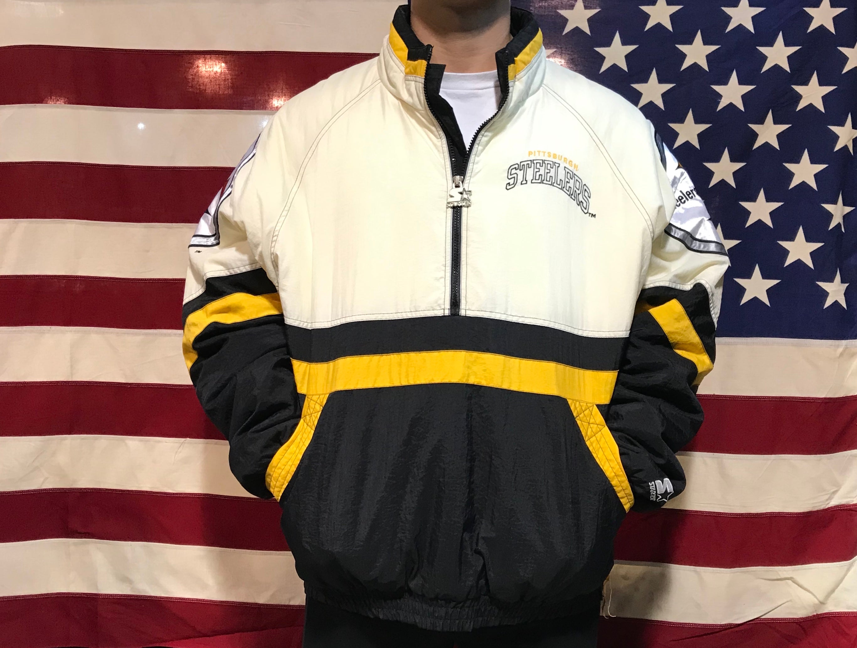 90s NFL pro line スティーラーズ ナイロンジャケット Vintage 90s Starter Pro Line Pittsburgh Steelers Puffer Jacket