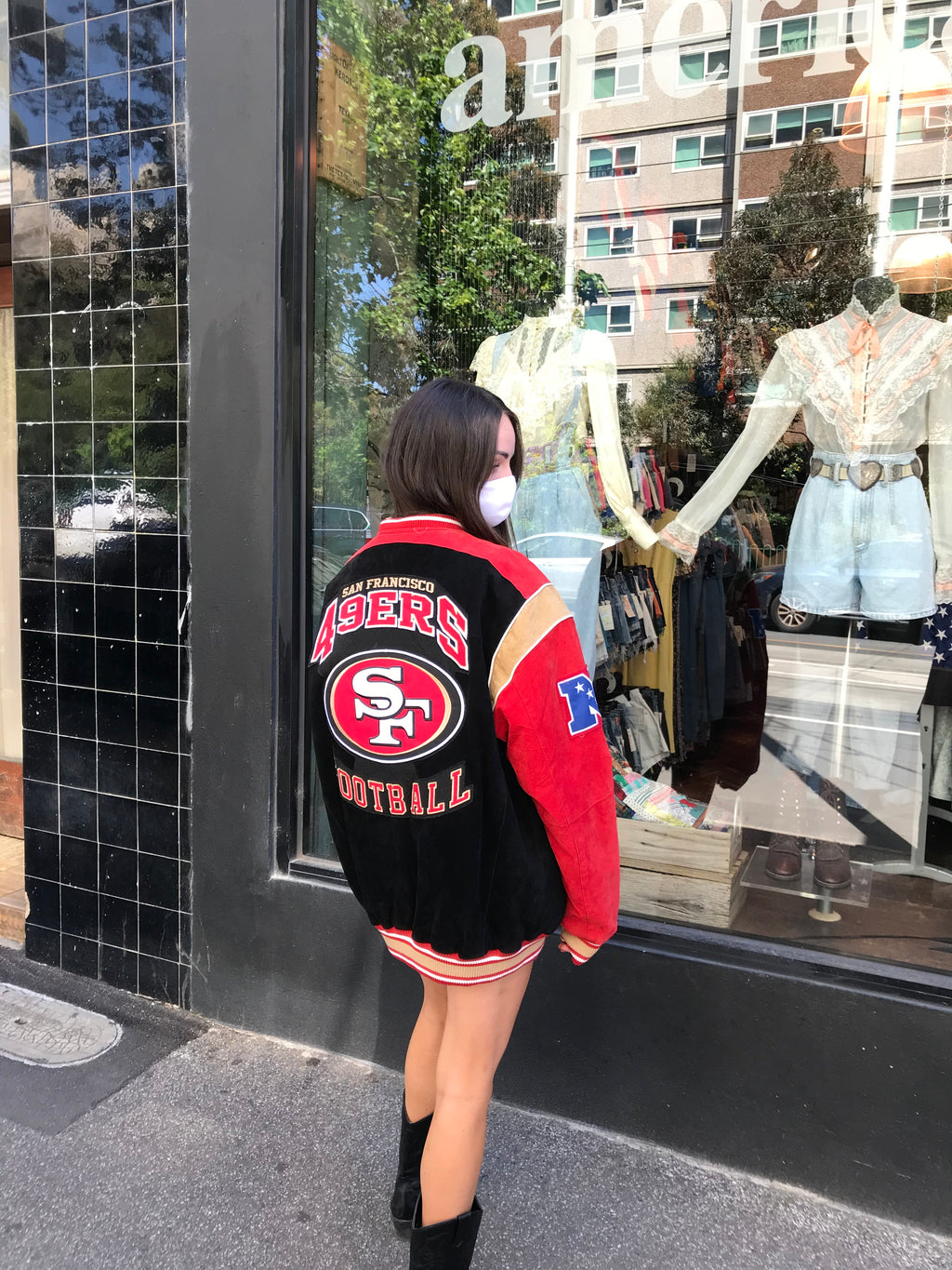 NFL San Francisco 49 ERS Leather Vintage 90’s Bomber Sporting Jacket by G-111 Apparel USA