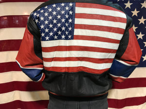 Michael Hoban WHERE MI 90’s Vintage Leather USA Flag Jacket