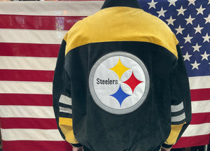NFL Pittsburgh Steelers Leather Vintage 90’s Bomber Sporting Jacket by G-111 Apparel USA