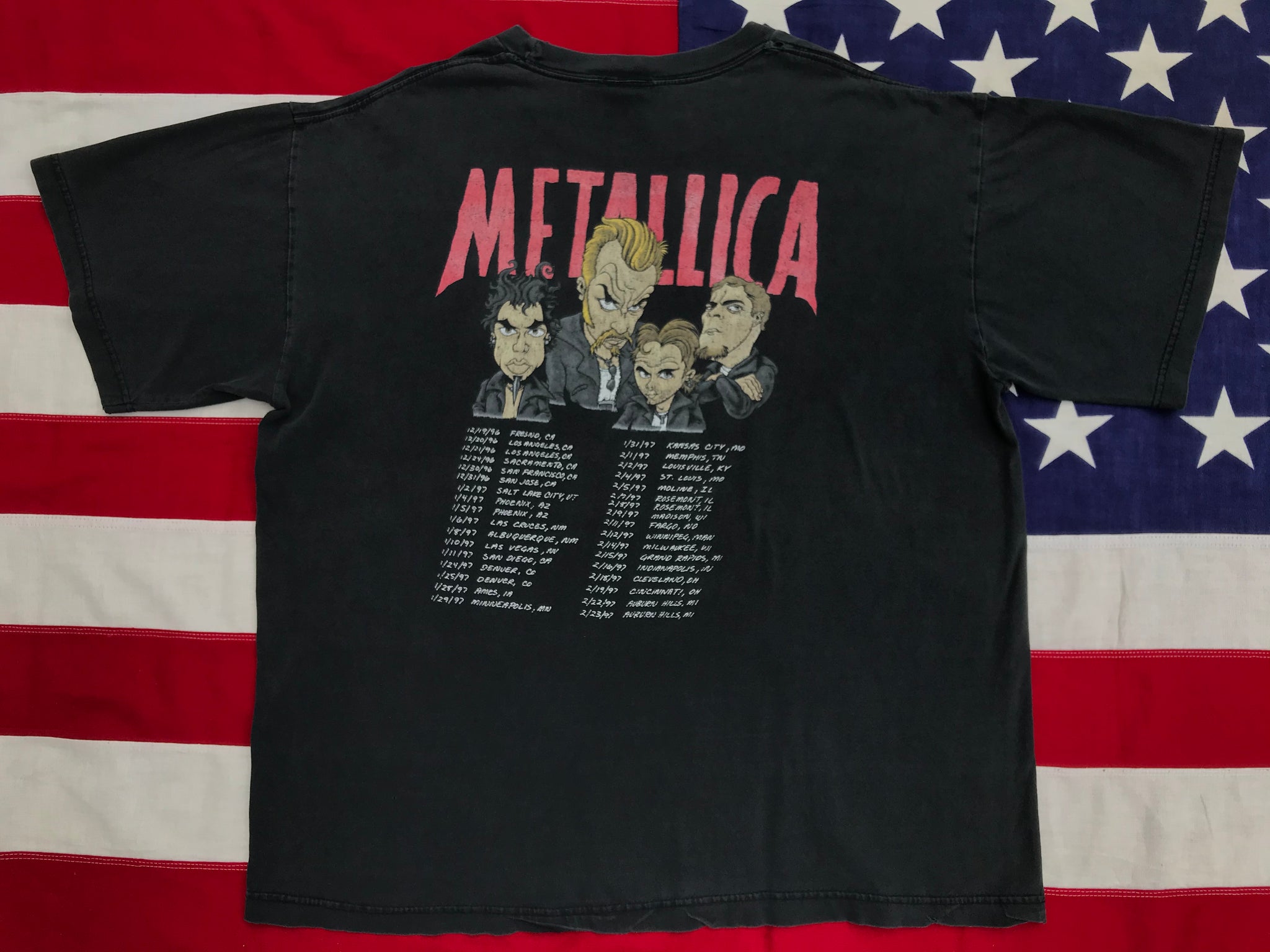 Metallica Caricature 1996 “ Load Tour “ Original Vintage Rock T-Shirt by Giant USA