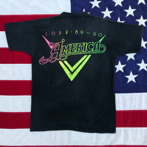 America Tour “ 89 - 90 “ Original Vintage Rock T-Shirt by Skimmers Made in USA