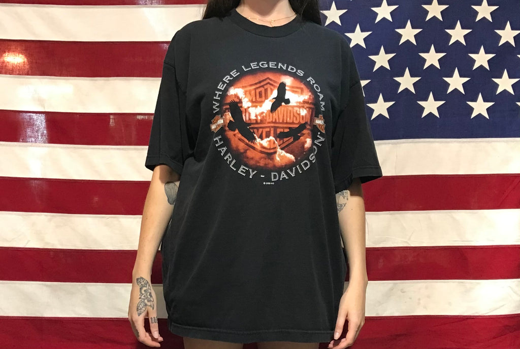 Harley Davidson Vintage Mens T-Shirt Print Year 2000 Elk River Minnesota Made in  USA