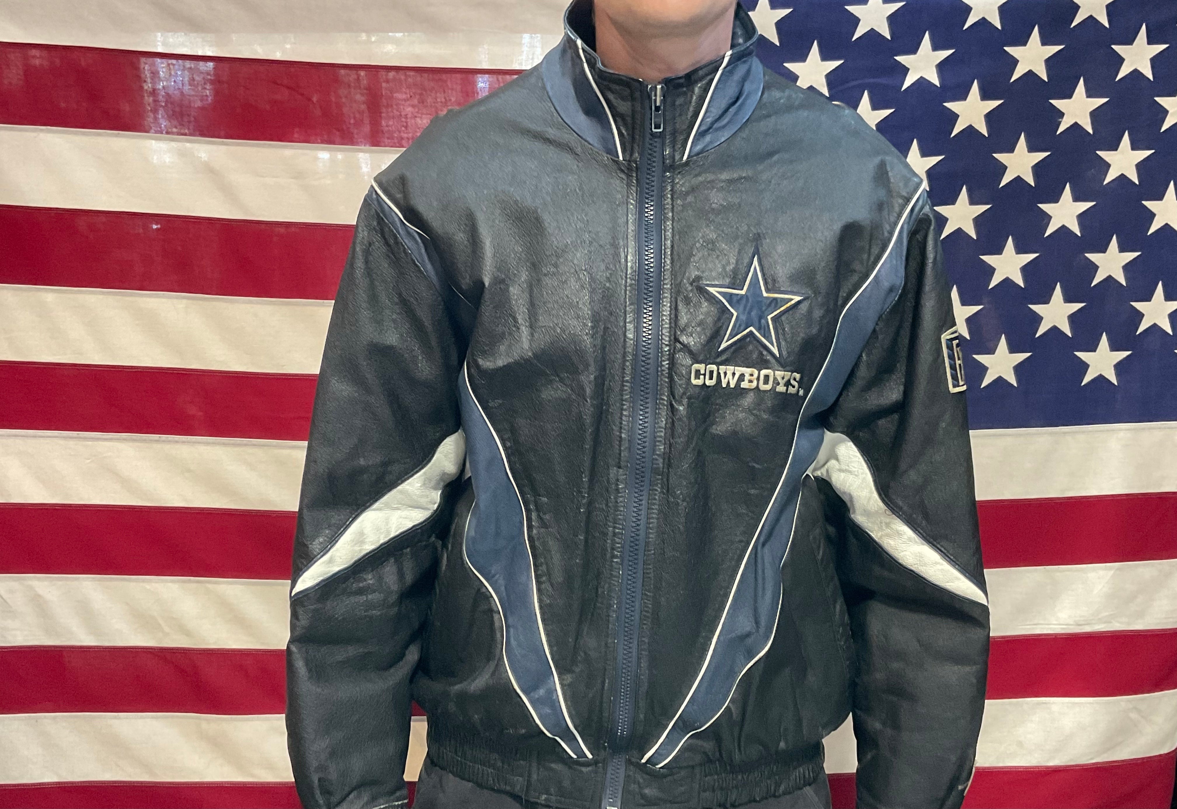 Dallas Cowboys NFL Vintage 90's Leather Mens Bomber Jacket by