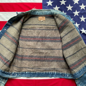 Vintage 1960’s LEVI’S Big E Type 3 Blanket Lined Two Pocket Denim Trucker Jacket  Size L Made in USA