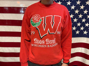 Wisconsin Badgers 1994 Rose Bowl Vintage Crew Sporting Sweat by Hanes®️Heavyweight Made in USA