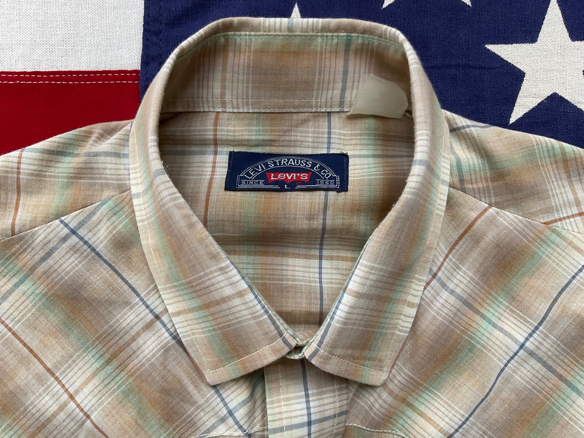 LEVI’S Vintage BIG E Mens Western Shirt Multi-Check with Pearl Snaps.
