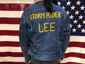 Rare Original Lee Storm Rider 70’s Vintage Denim Blanket Lined Jacket With Embroidered Back Union Made in USA