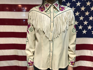 Rare Nudie’s Rodeo Tailors Nth Hollywood Vintage 1950/60s Custom Made Stage Cowgirl Fringed Western Shirt