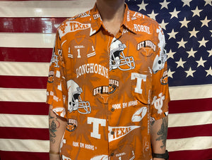 Texas Longhorns®️Football Vintage 90's Rayon Printed Mens Shirt By Rey –  American Vintage Clothing Co.
