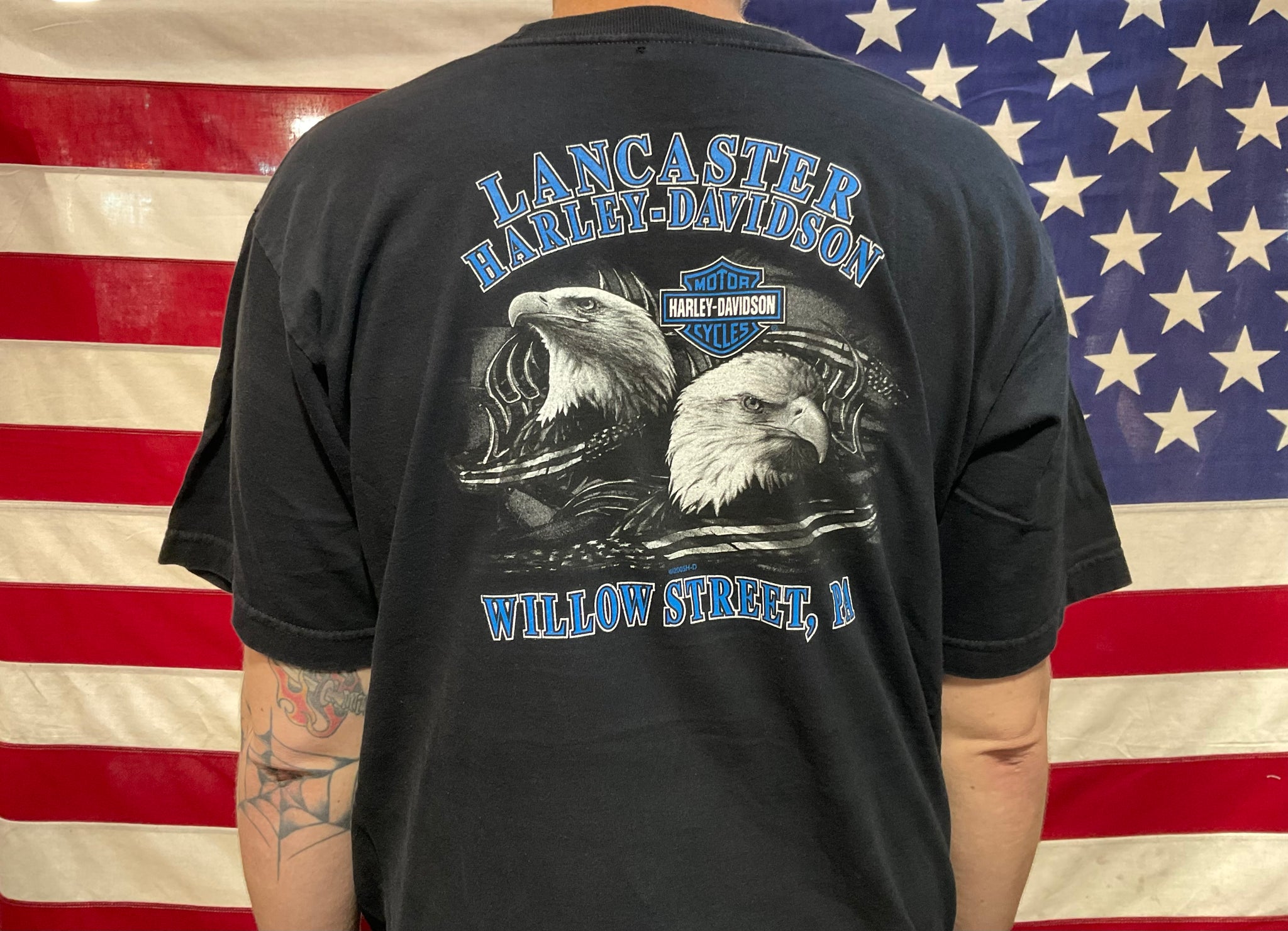 Harley Davidson Vintage Mens T-Shirt Print Year ©️2005 H-D Eagles Lancaster PA Made In USA