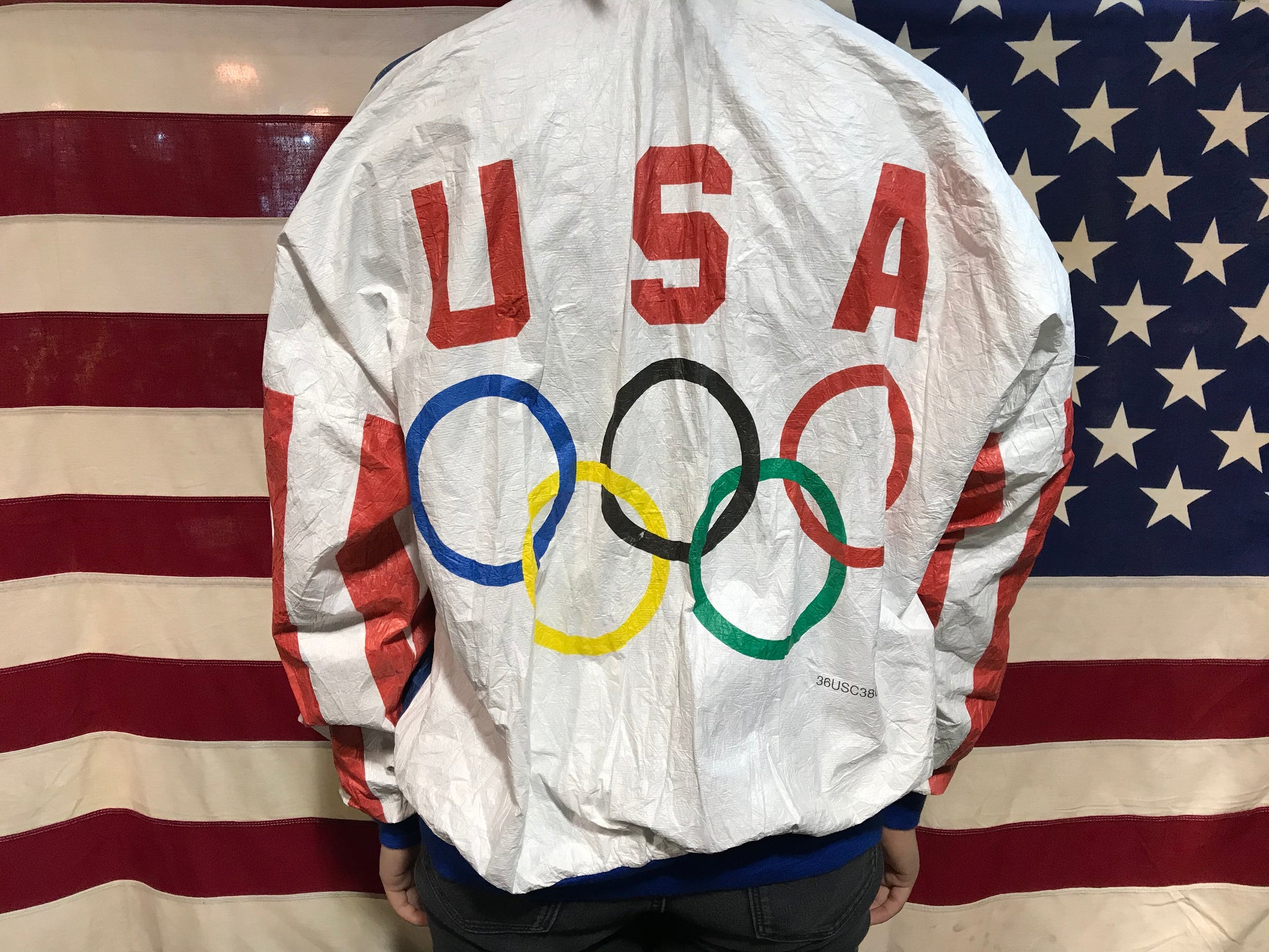 Tyvek by DuPont Vintage 90’s Team USA Olympic Paper Pattern Bomber Jacket