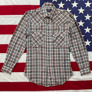 LEVI’S Vintage BIG E Mens Western Shirt Black-Brown Check with Pearl Snaps.