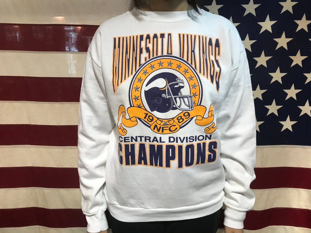 Minnesota Vikings NFL Central Division Champions 1989 Vintage Crew Sporting Sweat by Logo7 Made in USA