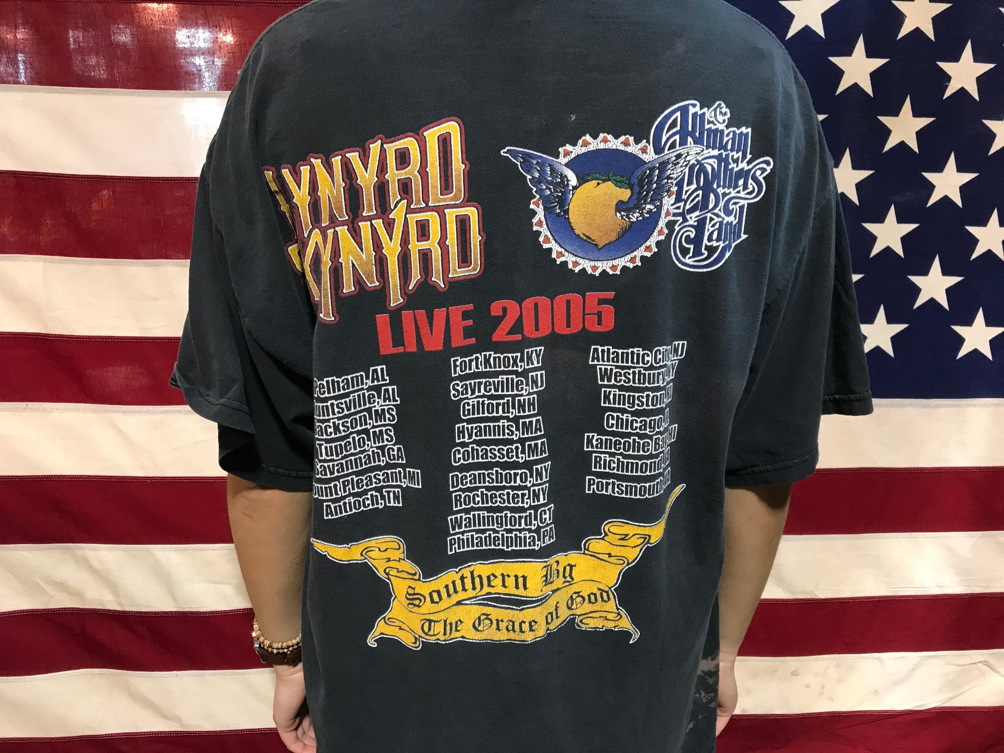 Lynyrd Skynyrd 2005 Southern By The Grace of God Nth American Tour Concert Original Vintage Rock T-Shirt