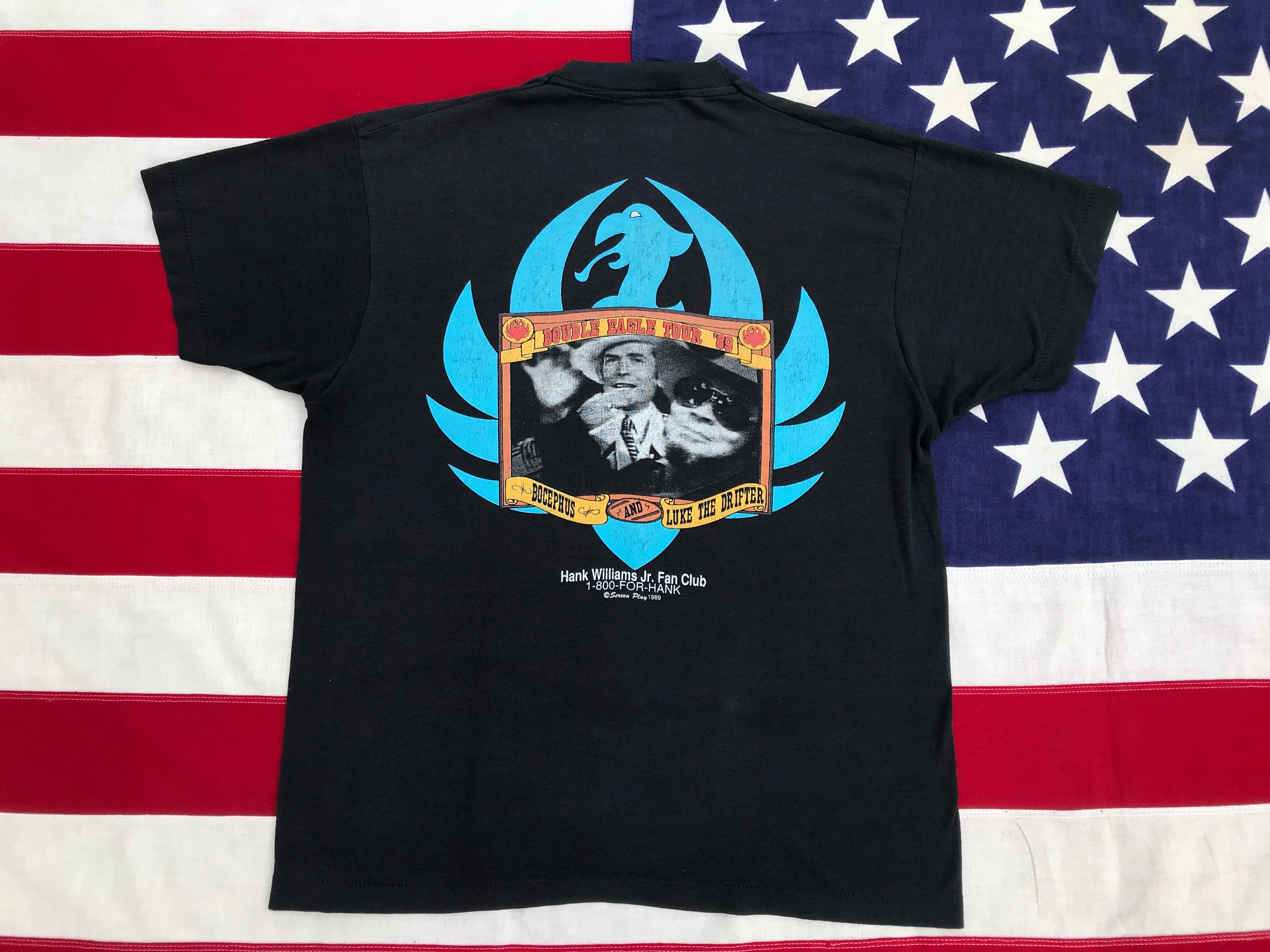 Hank Williams 1989 “ Double Eagle Tour ‘89 “ - “ There’s A Tear In My Beer “ Original Vintage Rock T-Shirt