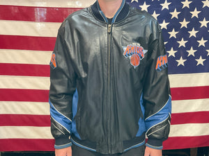 New York Knicks NBA Vintage 90’s Leather Mens Bomber Jacket by Carl Banks & G-III