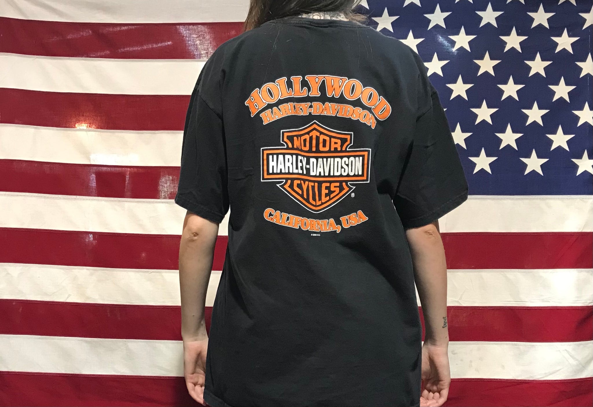 Harley Davidson Vintage Mens T-Shirt Print Year 2000 Hollywood California USA