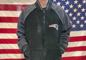 NFL New England Patriots Leather Vintage 90’s Bomber Sporting Jacket by G-111 Apparel USA