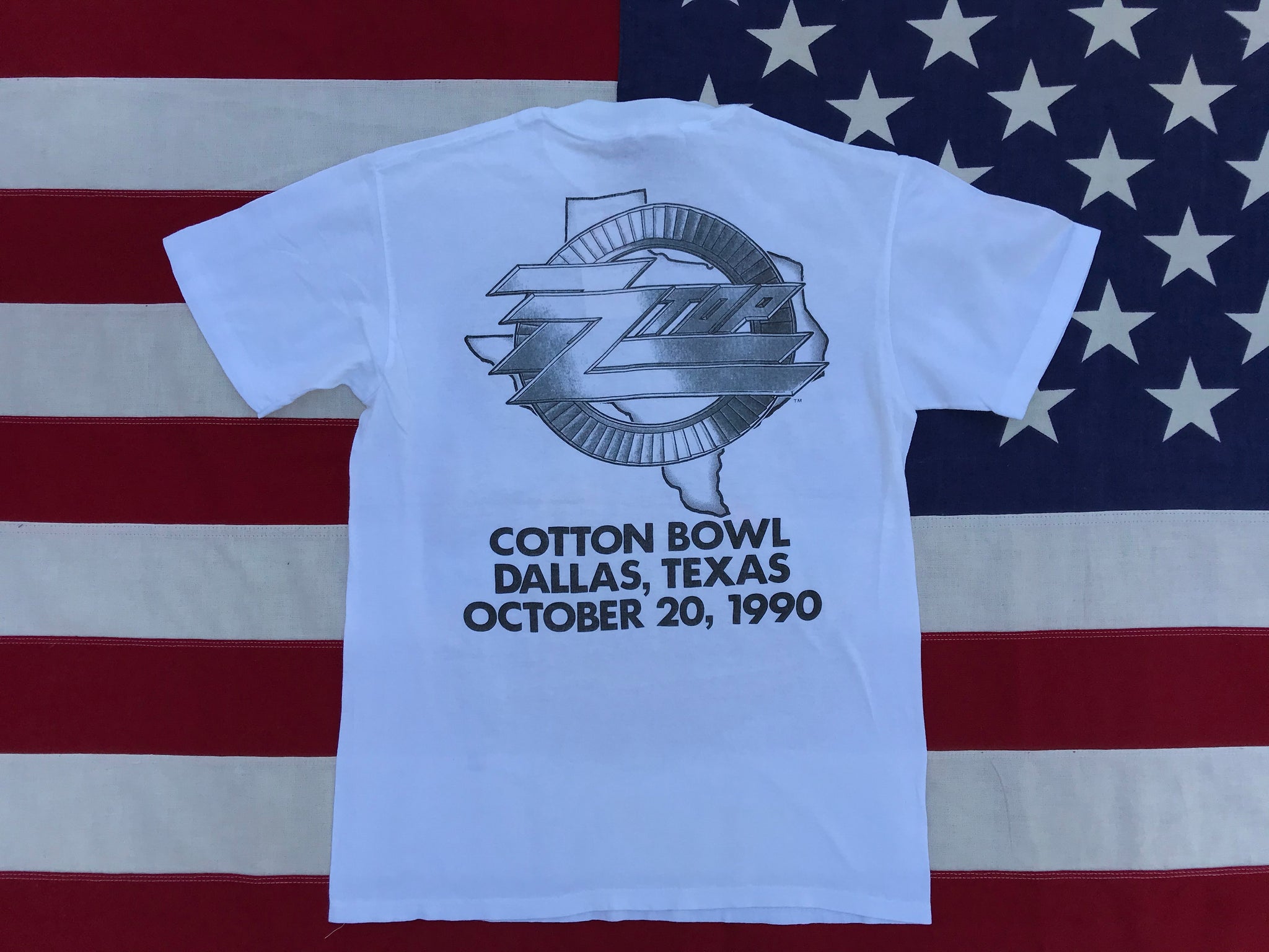 ZZTOP - Cotton Bowl Dallas, Texas 1990 Original Vintage Rock T-Shirt by Spring Ford Sportswear Made in USA