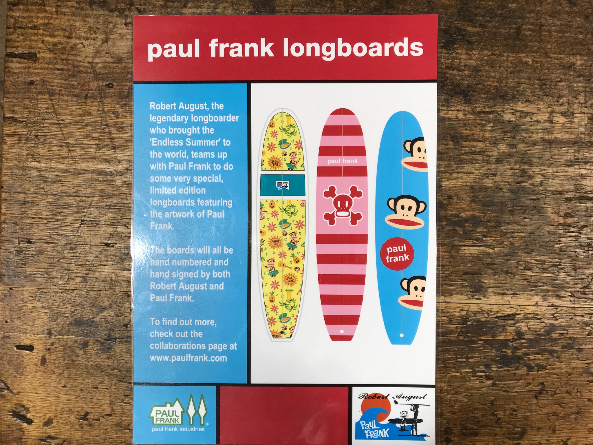 Robert August - Rare Limited Edition “ Paul Frank Skurvy “ 9ft Long Surf Board