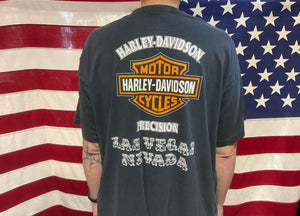 Harley Davidson Vintage Mens T-Shirt 90’s One Pocket Front Las Vegas Nevada Made in USA