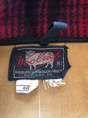 Woolrich Woolen Mills Hooded CPO Vintage Mens Check Wool Jacket Made in USA